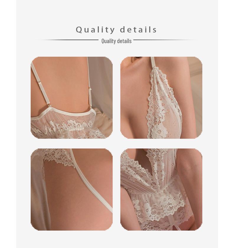 Spring Sexy Lace Open-Crotch Lingerie Onesie