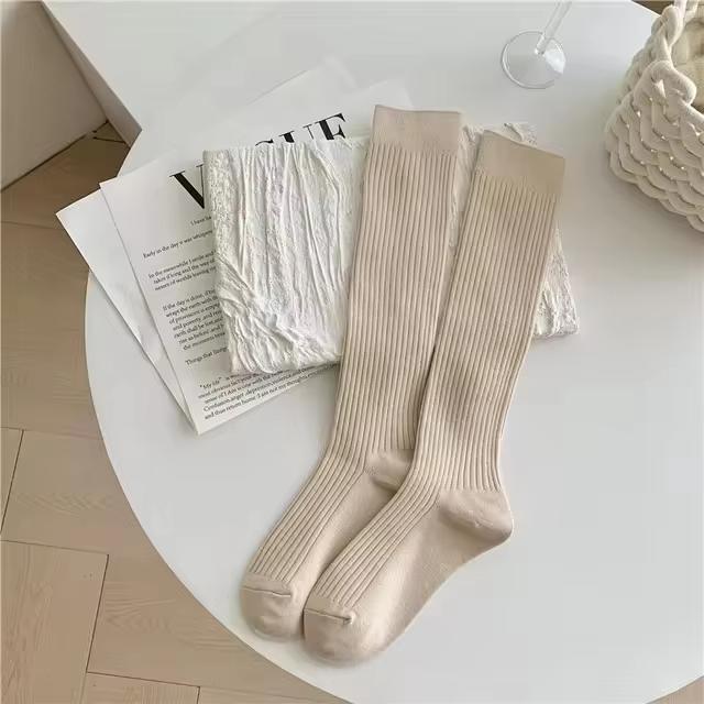 Women Cashmere Long Socks Stockings Autumn Winter Thick Warm Knee High Socks Japanese Solid Color Knitted Socks Stockings
