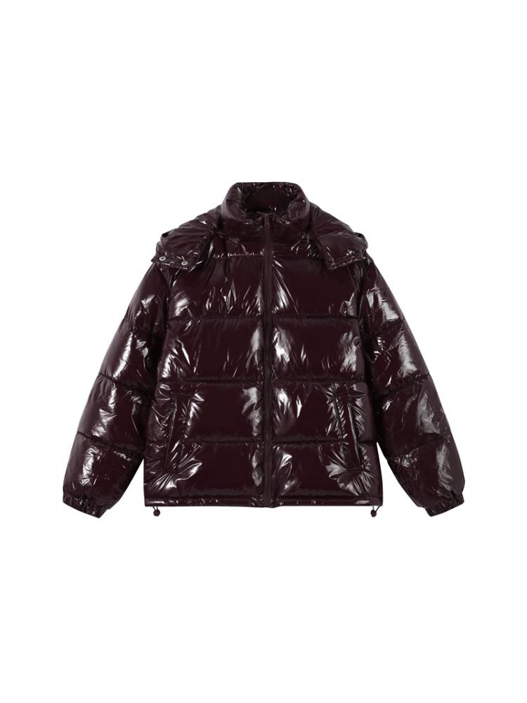 Damen Kurze Helle Gesicht Abnehmbare Mütze Daunenjacke Damen Warme, Schlichte und Modische Winterjacke 2025