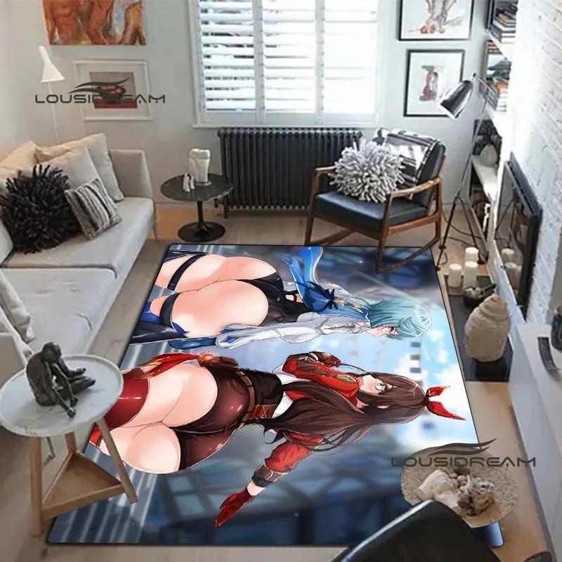 Genshin Beauty Sexy Carpet and Rug Game Otaku Anime Rug Living Room Bedroom Area Soft Carpet Study Porch Bedside Non-slip Mat