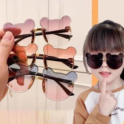 Cartoon Bear Kids Sunglasses Cute Beach UV400 Children Sun Glasses Outdoors Rimless Eyewear for Boys Girls