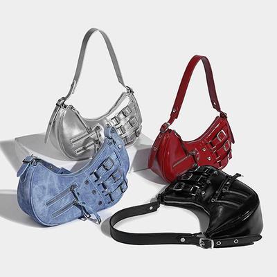 Retro Shoulder Bag for Women's Vintage PU Leather Armpit Purse Strap Adjustable Underarm Bag Aesthetic Designer Bag Shopper Bag CLE