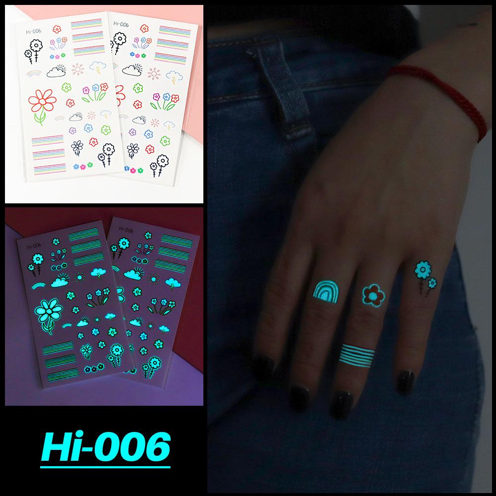 Electric Sound Festival Waterproof Blue Luminous Rainbow Tattoo Stickers