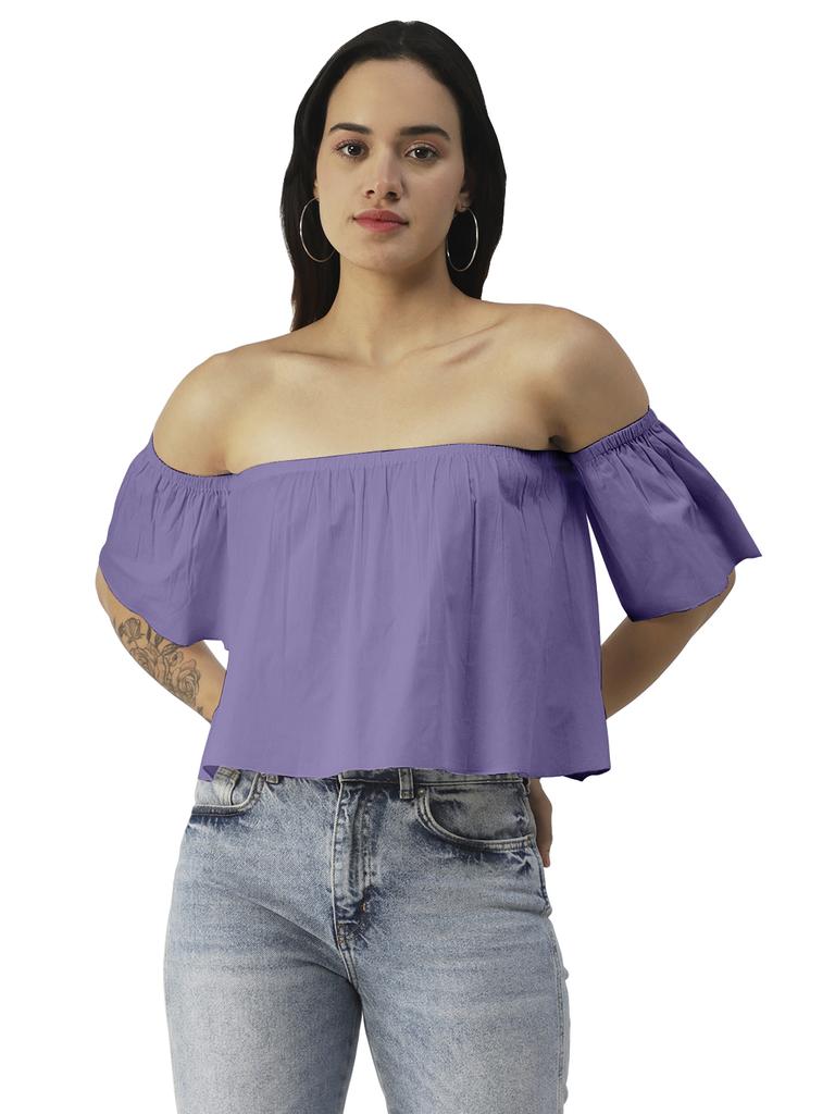 Moomaya Cotton Printed Off-Shoulder Top Summer Wear Crop Top For Women