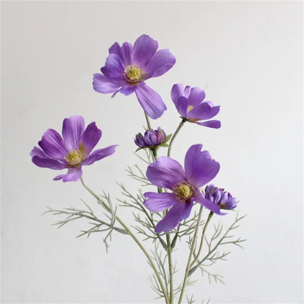 Artificial Gesang Flower Single Branch 4 Fork Queen Cosmos Fake Flower Silk Flower Bouquet Living Room Wedding Home Decoration