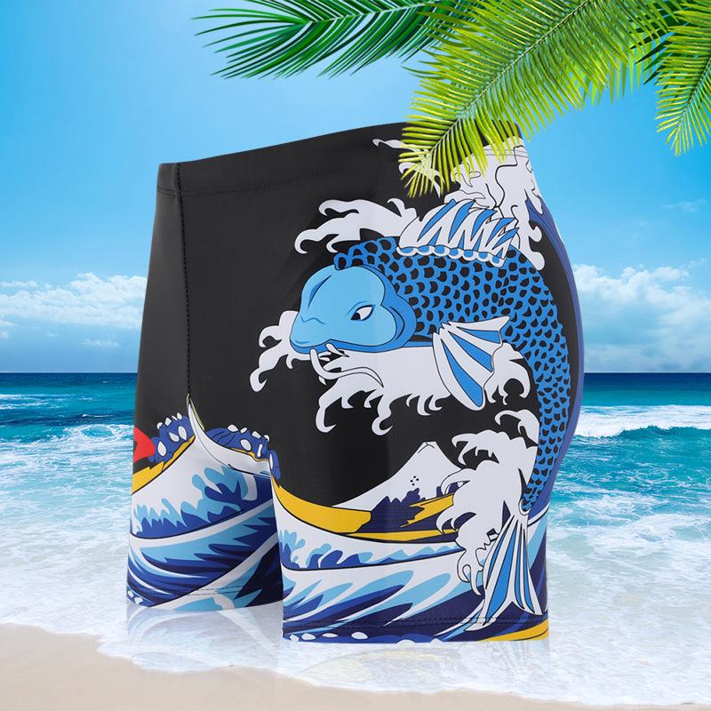 

Men s Plus Size Digital Print Swim Trunks - Beach Fitness Boxer Briefs 5XL