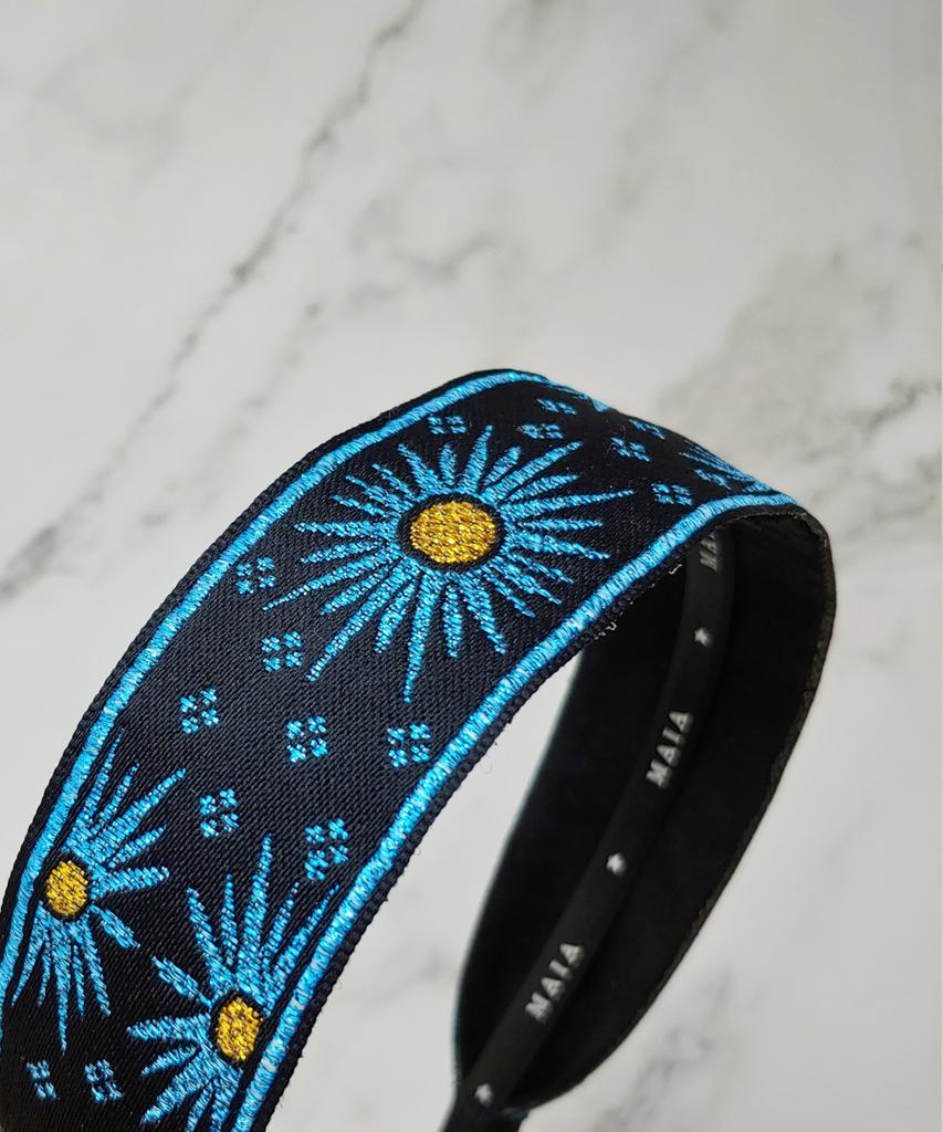 Maia Retro Pearl Headband - Blue