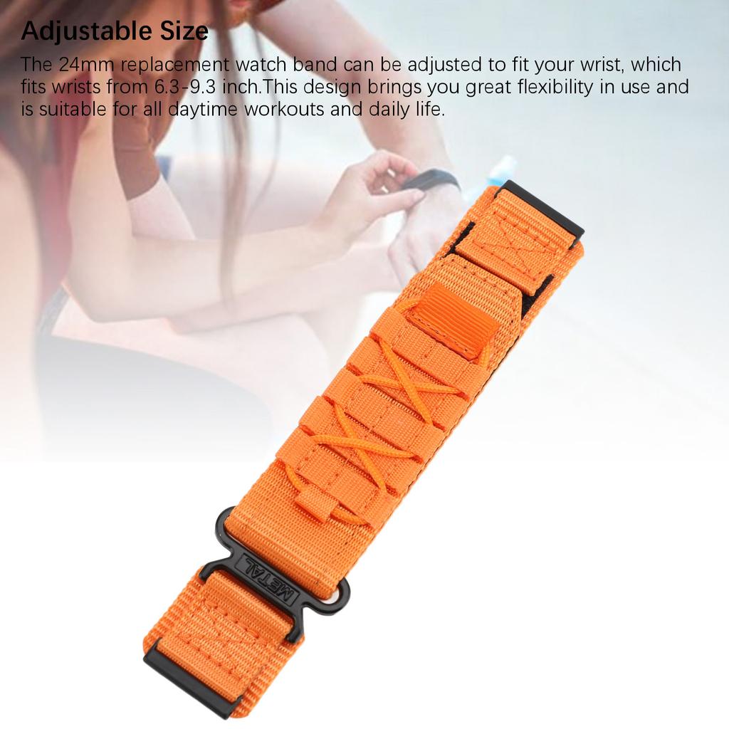 24mm Nylon Watch Strap Smart Watch Band Replacement Sport Watch Wristband for 9 Baro/ 9/7/D5i Orange