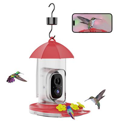 Intelligenter Kolibri-Futterspender mit Kamera, solarbetrieben, kabellos, für den Außenbereich, Vogelfutterspender mit Ameisengraben