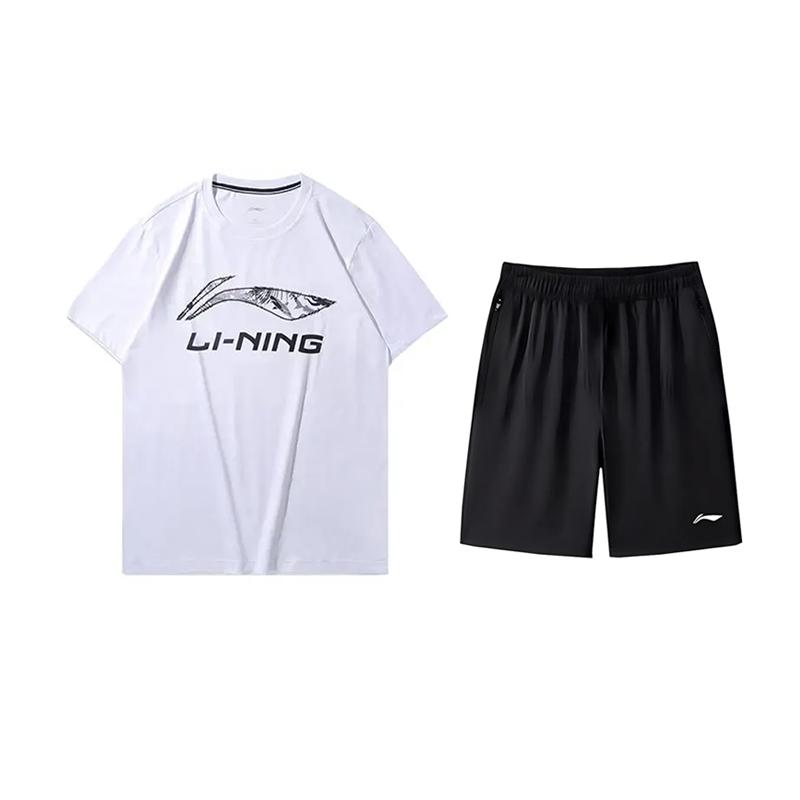 

Тренировочный фитнес-пуловер с принтом логотипа Li Ning, удобный, универсальный, с круглым вырезом, простой, повседневный спортивный костюм, унисекс, YHST165-1+AKSV843-1 L