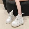 Fashion 8CM Autumn Spring Boots Women High Platform Sneakers Height Increasing Ankle Boots Thick Sole ZIP Breathable Canvas Women shoes