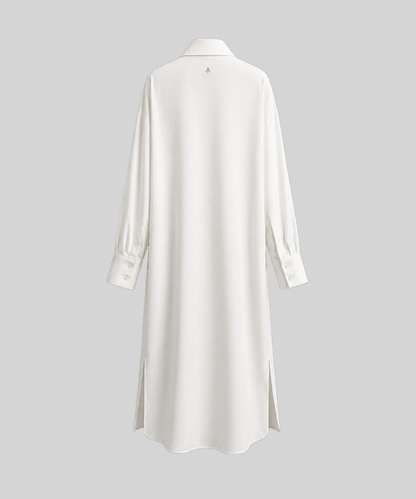 BLACRUSH Cooling Silky Long Shirt Dress / Pure White