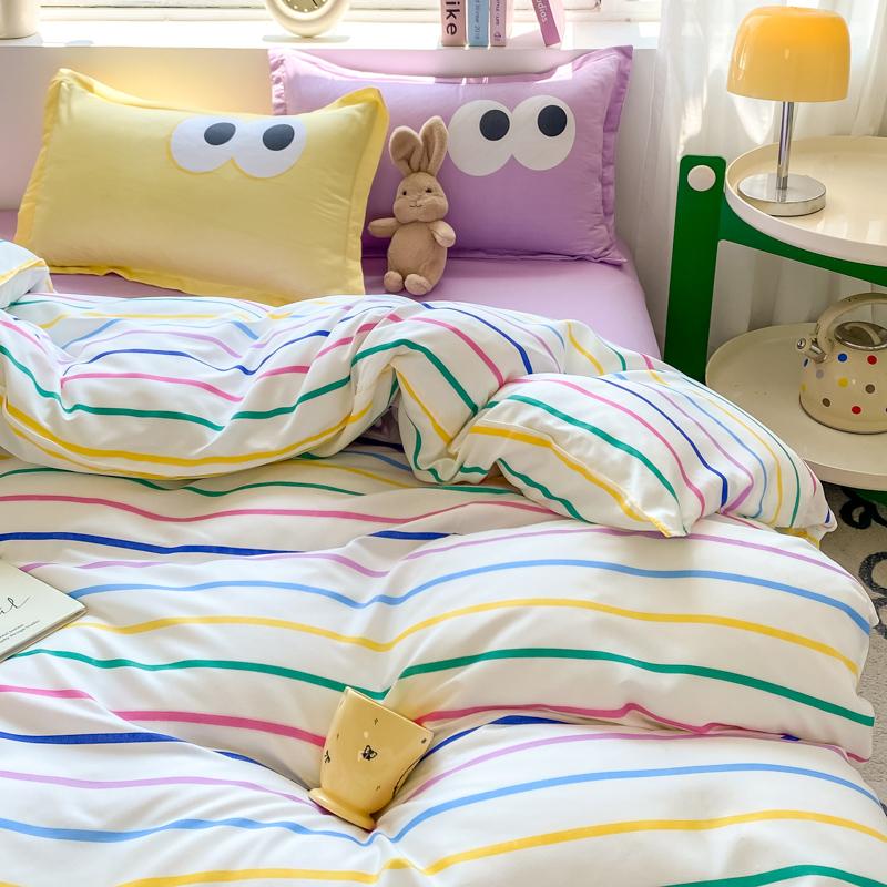 Nordic Sling Bed 150 Bedding Sets Stripes Duvet Cover Set Quilt Cover Bed Sheet Quilt Sets Queen Size INS Blogger Comforter Sets