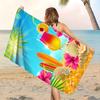 Summer Tropical Cocktail Fruit Beach Towel Watermelon Lemon Cherry Pineapple Drink Print Soft Absorbent Quick Dry Beach Blanket