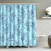 Stylish Blue Leaf Pattern Shower Curtain For Bathroom Decor Waterproof Fabric Shower Curtains In Multiple Sizes