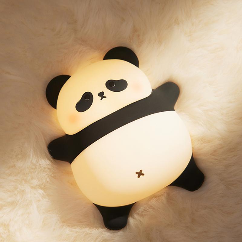 Cute Panda Night Light LED Silicone Night Light USB Charging Touch Timer Night Lamp Bedroom Decoration Children's Birthday Gift