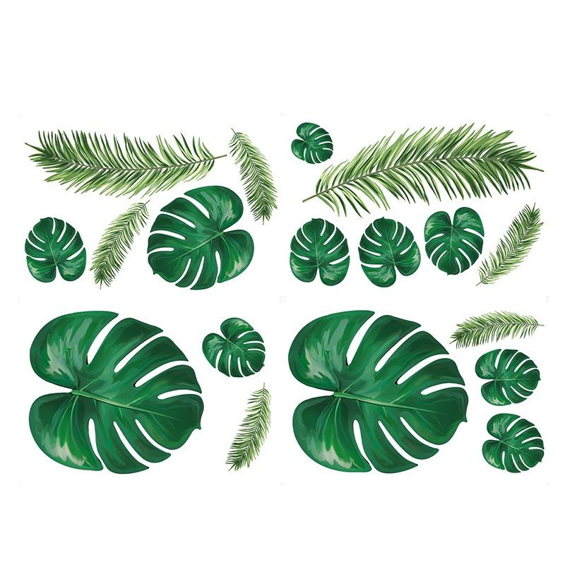 4pcs Fresh Nordic Green Leaf Wall Stickers Living Room Bedroom Children's Room Decoration Stickers