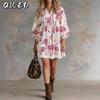 Women's Fashion Spring Autumn Long Sleeve V-Neck Casual Dresses