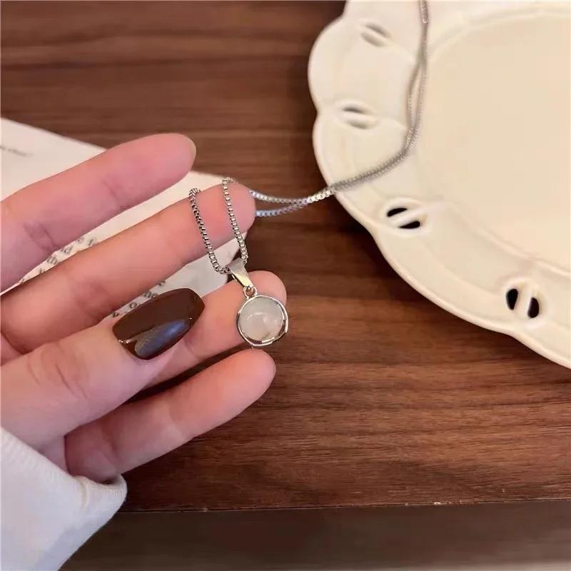 Módní 925 Sterling Silver Kulatý Zirkon Náhrdelník Minimalistický Styl Přívěsek Choker Přívěsek Párty Dárek Pro Ženy Jemné Šperky