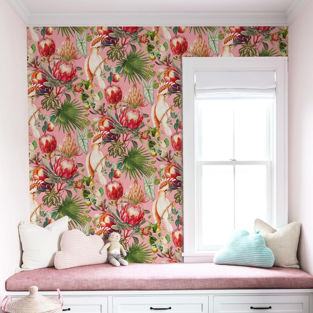 Pink Monarch Flower Classic Room Decor Wallpaper Chic Great Flower Vinyl Wall Decoration Peel And Stick Vinyl Cabinet Sticker
