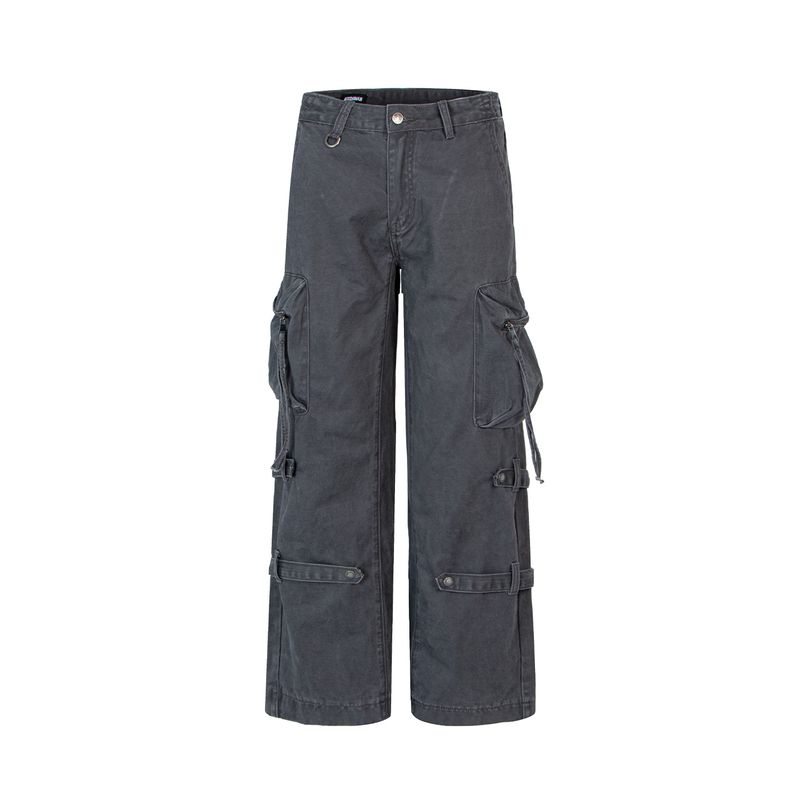 

Acrardic Comes with Modeling Overalls Men s American Vibe Large Pocket Strap Design Loose Casual Pants Fashion Gray 2XL