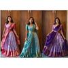 Smukt Kanjivaram Silke Indisk Lehenga Choli Kvinder Etnisk Lehenga Dupatta Sæt