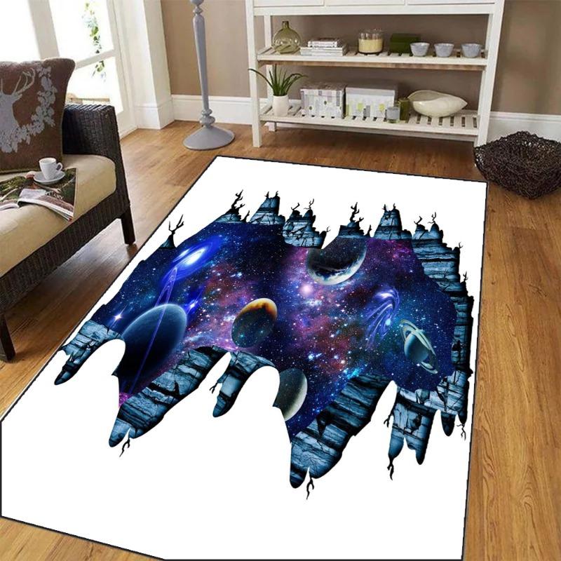 Sternenhimmel Verwundbarkeit Teppich Wasserdichte Rutschfeste Fußmatte Wohnzimmer Teppich Schwarz Weiß Moderner Kunststil Heimdekorativ