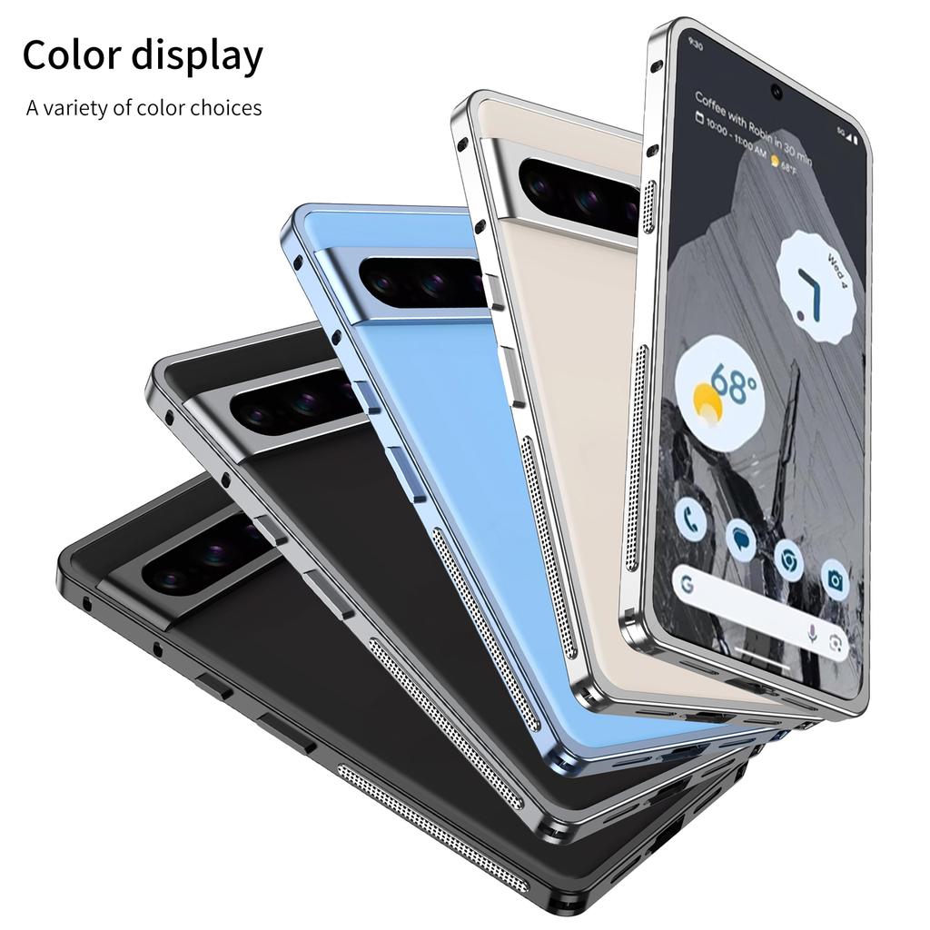 For Google Pixel 8 Pro Bumper Cases Metal Frame Heat Dissipation Cover with Lens Protector