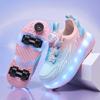 TUINANLE Barns Fritidssneakers Mellan Till Student Utomhus Led Fyrhjuliga Rullskridskor Självlysande Sneakers Skateboard USB-laddning