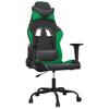 Gaming Chair with Massage Function Black and Green Artificial Leather