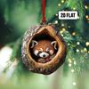5Pcs Christmas Animal Ornaments 2D Acrylic Cute Wildlife Pendant Raccoon Owl Squirrel Hedgehog Bird