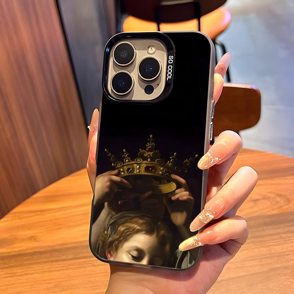 Renaissance Art Painting Phone Case For IPhone17 Air 16 15 14 Plus 13 12 11 Pro 7 8 XS Max XR Silver Black Bumper Case