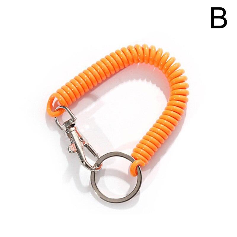 Elastischer Federseil-Schlüsselanhänger, Schlüsselanhänger, silberfarbener Metallkarabiner für Outdoor-Camping, Anti-verlorenes Telefon, Frühlings-Schlüsselanhänger