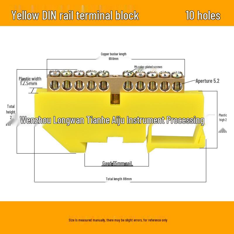 6-14 Hole DIN Rail Copper Busbar Distribution Box & Neutral Terminal Block