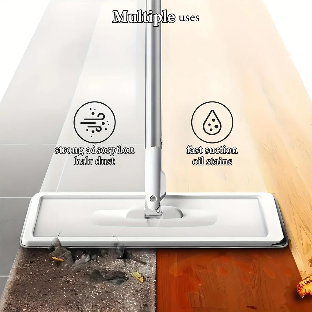 4 Piece Magic Spin Mop and Bucket System 360 Degree Flat Head Mop Wet/Dry Floor Cleaner for Kitchen Bathroom Living Room Wood