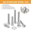 96Pcs M6 Hexagon Head Screw And Nut Set, M6 X 8/12/16/20mm Stainless Steel Screw Set, Cup Head Screw With Allen Wrench