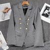 Women's Lapel Double Breasted Blazer Solid Color Long Sleeve Slim Fit Formal Business Short Suit Jacket