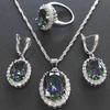 European-American Zircon Jewelry Set: Ring, Necklace, Earrings - Three-Piece Inlaid Zircon Collection