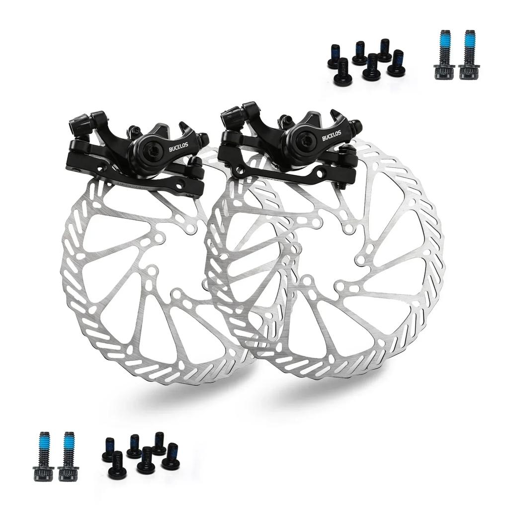 BUCKLOS Road MTB Bike Disc Brake Set IS PM Bicycle Brake Calipers Aluminum Alloy Brakes Lever with Cable 160 Rotor Cycling Parts