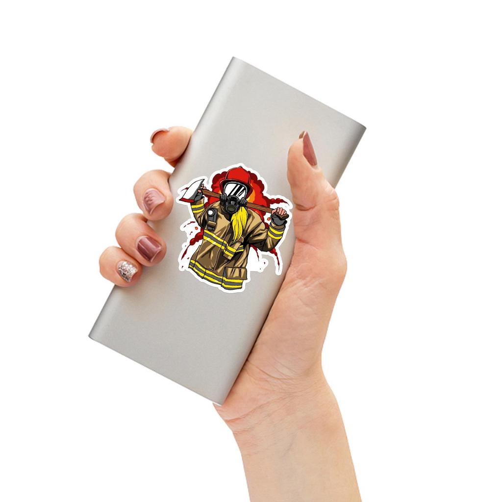 100 Firefighter Hero Graffiti Stickers: Waterproof Decals for Phone, Suitcase, Computer, and Journal Decoration