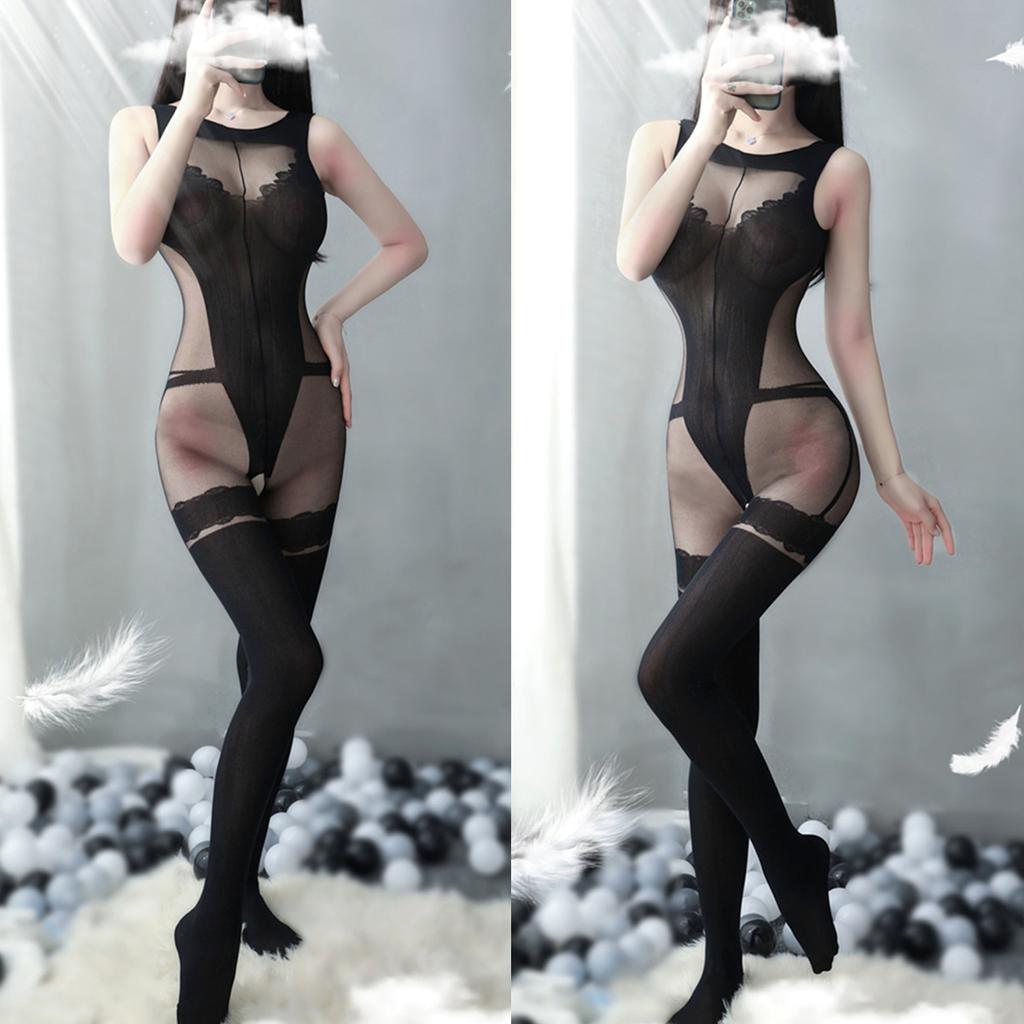 Sexy underwear Sexy open-file one-piece stockings Sexy temptation Full body large-size stockings Sexy free hand-torn one-piece