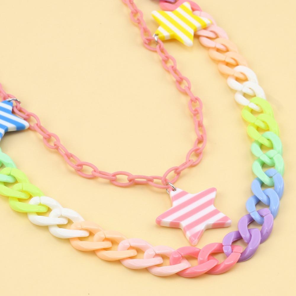 Double Layer Star Belt Chain Rainbow Cross Pants Chain Punk Heart Waist Chain  Jeans Decor