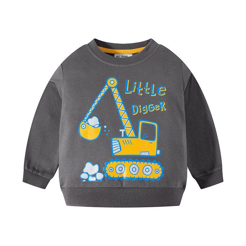 Terry Autumn Cotton Cartoon Excavator Children's Sweatshirt