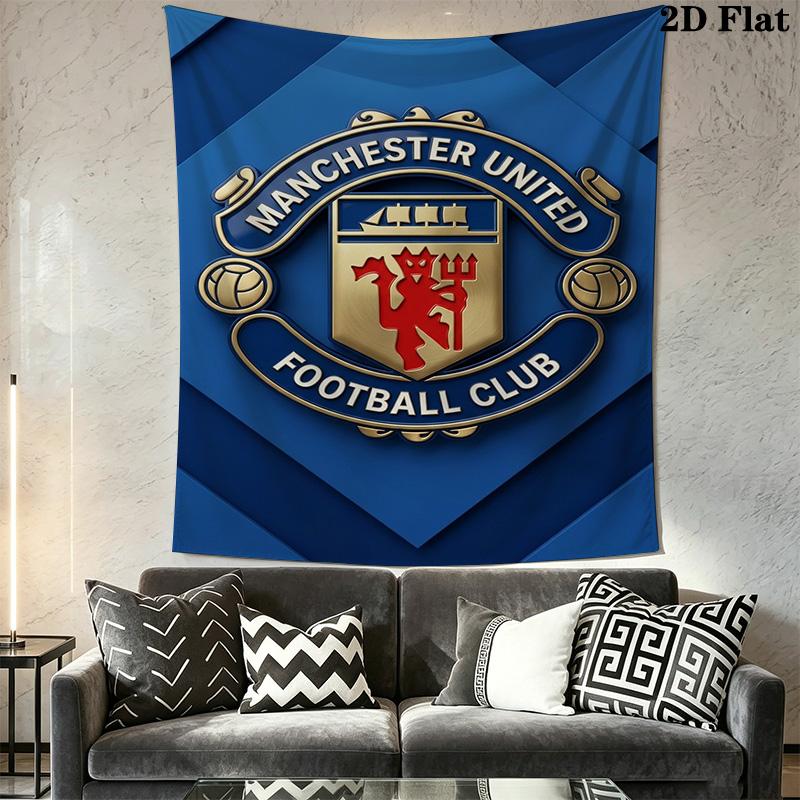 Manchester Football Club Badge Print Tapestry Fashion Print Wallmounted Atmospheric Background Cloth Background Wall Hanging Cloth Home Decor