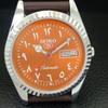 VINTAGE SEIKO 5 AUTOMATIC 6309A JAPAN MENS REFURBISHED ORANGE WATCH a442510-1