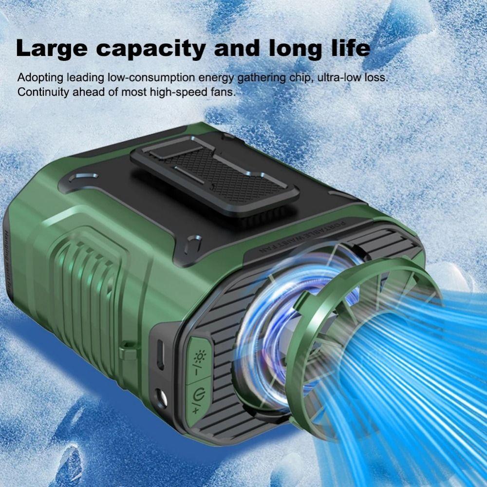 Digital Display Waist Mounted Fan With 100 Speeds Personal Cooling Fan Hanging Neck Fan  Working