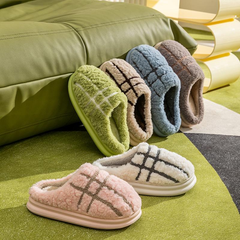 EVA sole cotton slippers women's winter home indoor couple thick-soled non-slip fluffy shoes warm cotton shoes men