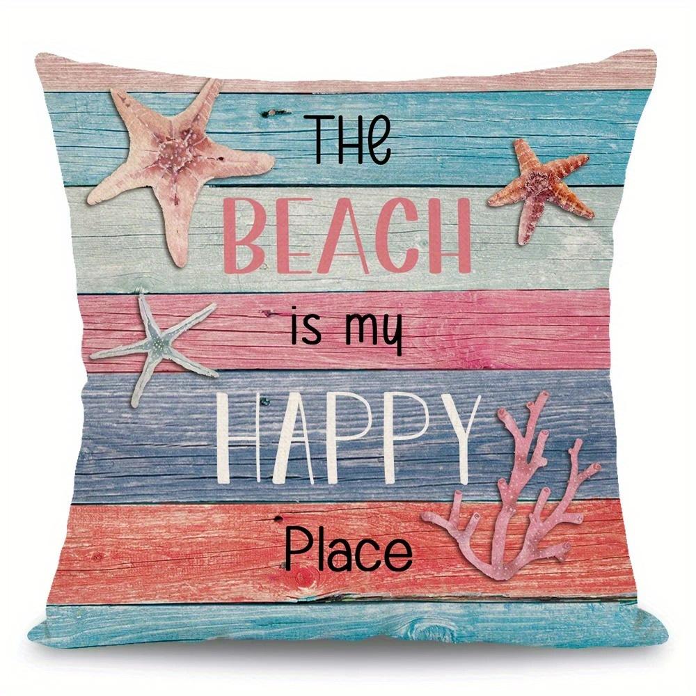 

Home Decor Hello Beach Starfish Floral Throw Pillow Covers Pattern Cushion Cover Suitable For Sofa Bedroom Car Pillow Cover 16x16Inch