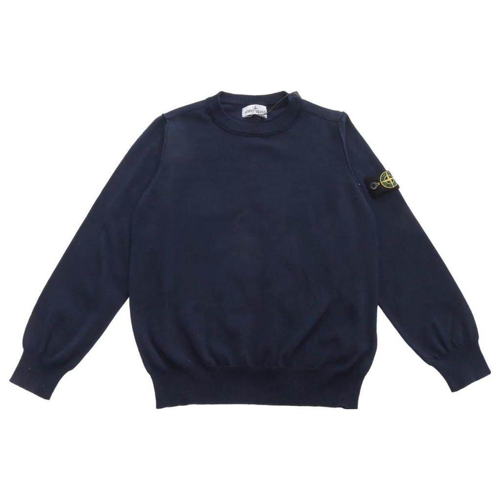 Stone Island Sweater Solid Color Crew Neck Pullover Long Sleeve Kids sweaters Blue 7816501A4-V0020