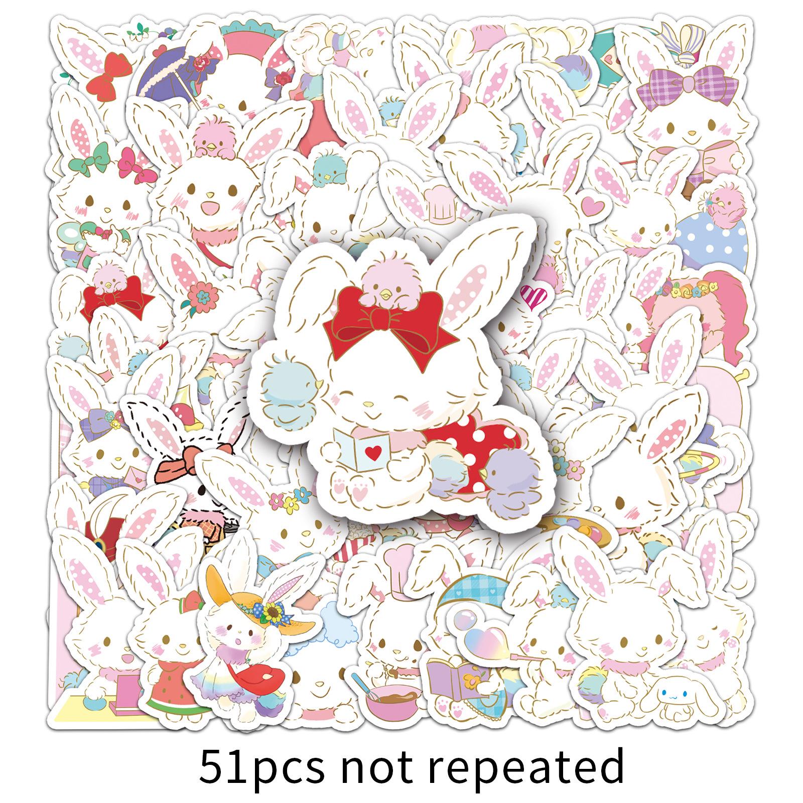 

51 Sanrio Wishing Rabbit Stickers: Cute, Waterproof Animal Designs for Phone Cases & More.